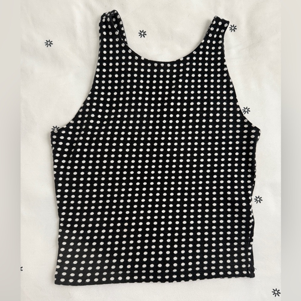 Abercrombie & Fitch Black and White Polka Dot Tank Top